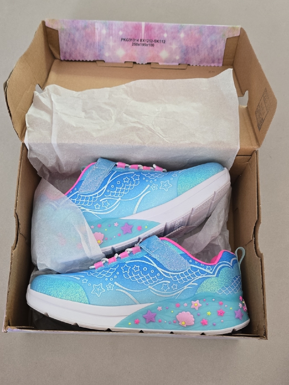 NWT! Skechers Kids S-Lights: Mermaid Dreams Sneakers In Blue/multi Size 2